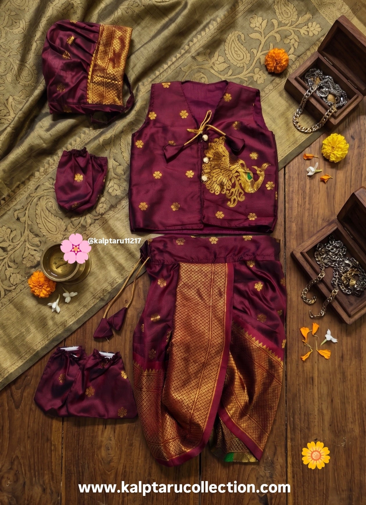 Paithani Traditional Matching Family Dress for Naming Ceremony by Kalptaru Collection