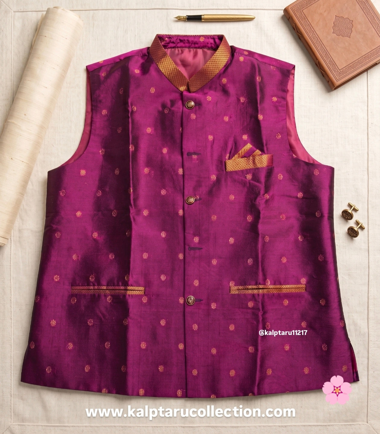 Buy Online Custom Paithani Family Outfit | Traditional Man Jacket | Kalptaru Collection