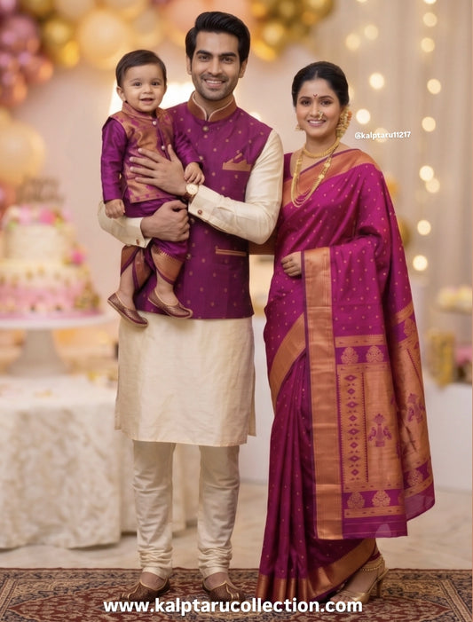 Buy Traditional Paithani Family Combo Set by Kalptaru Collection