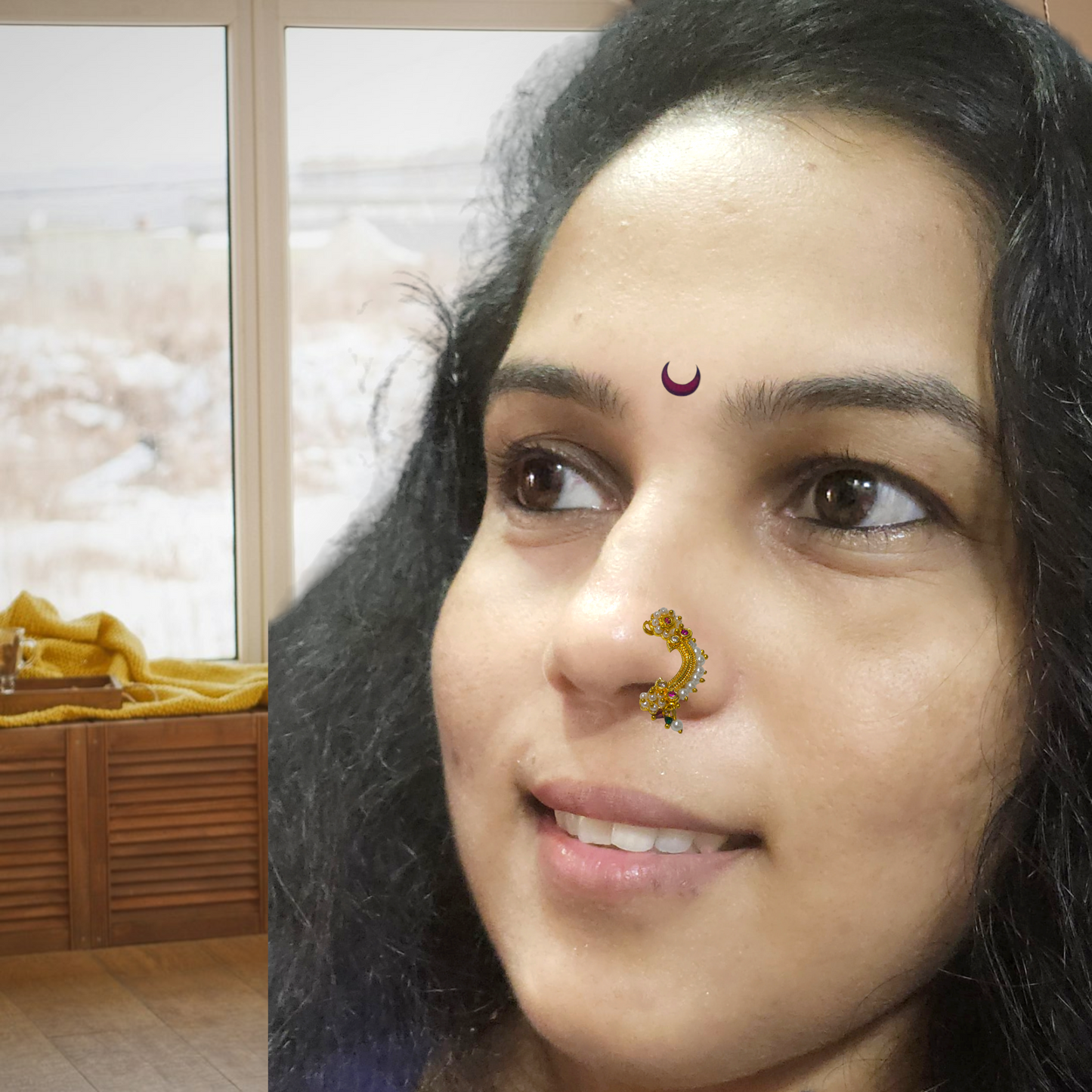 Goldplated Pearl Nath | Kalptaru Collection | kalptaru11217
