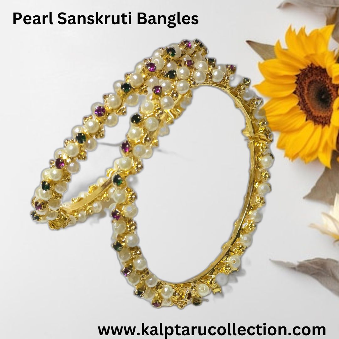 Kalptaru Collection - Traditional Maharashtrian Kolhapuri moti & pearl bangles for women.
