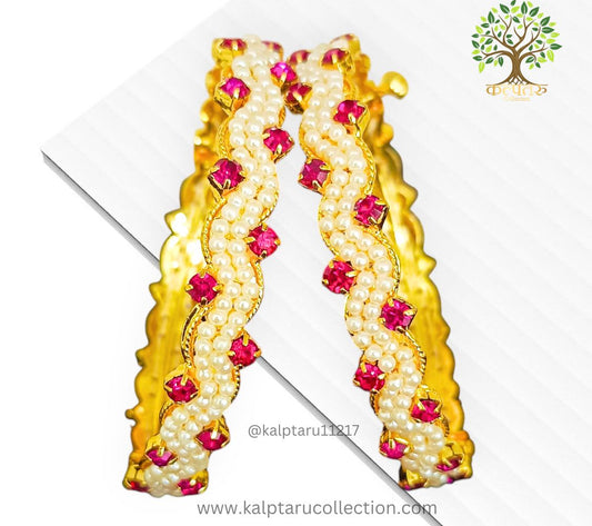 Buy Maharashtrian traditional Kolhapuri moti bangles & tode with free shipping from Kalptaru Collection–best ethnic pearl bangles.