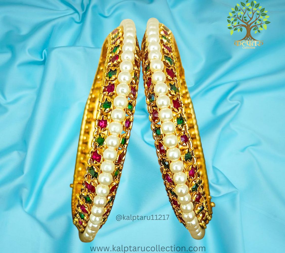 Best & affordable Maharashtrian moti bangles jewellery set online