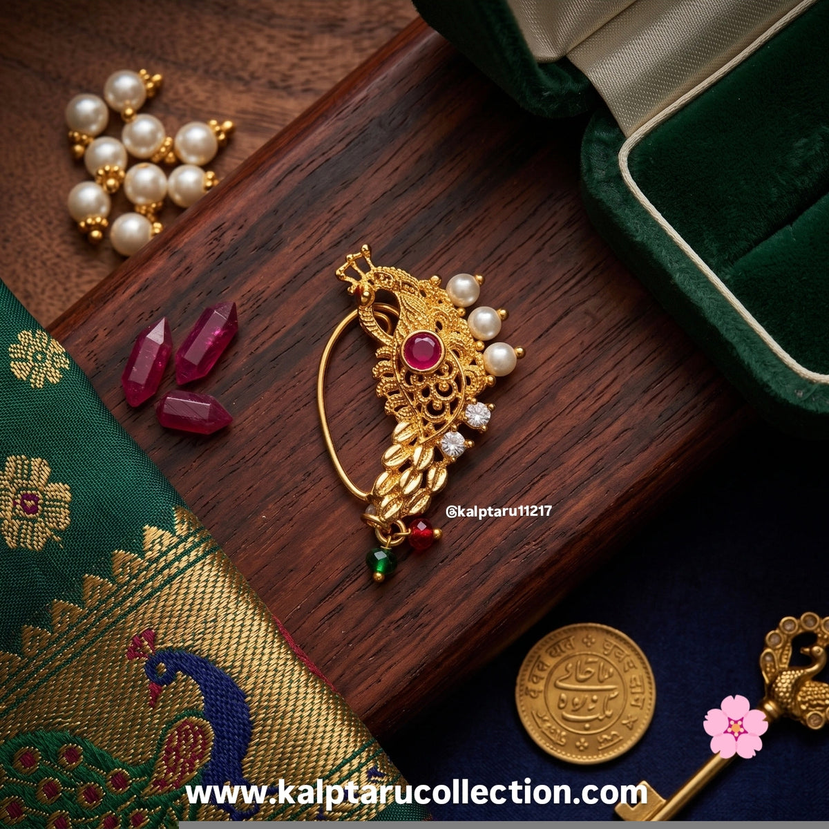 Buy Traditional wedding Peacock Nath for women by Kalptaru Collection 